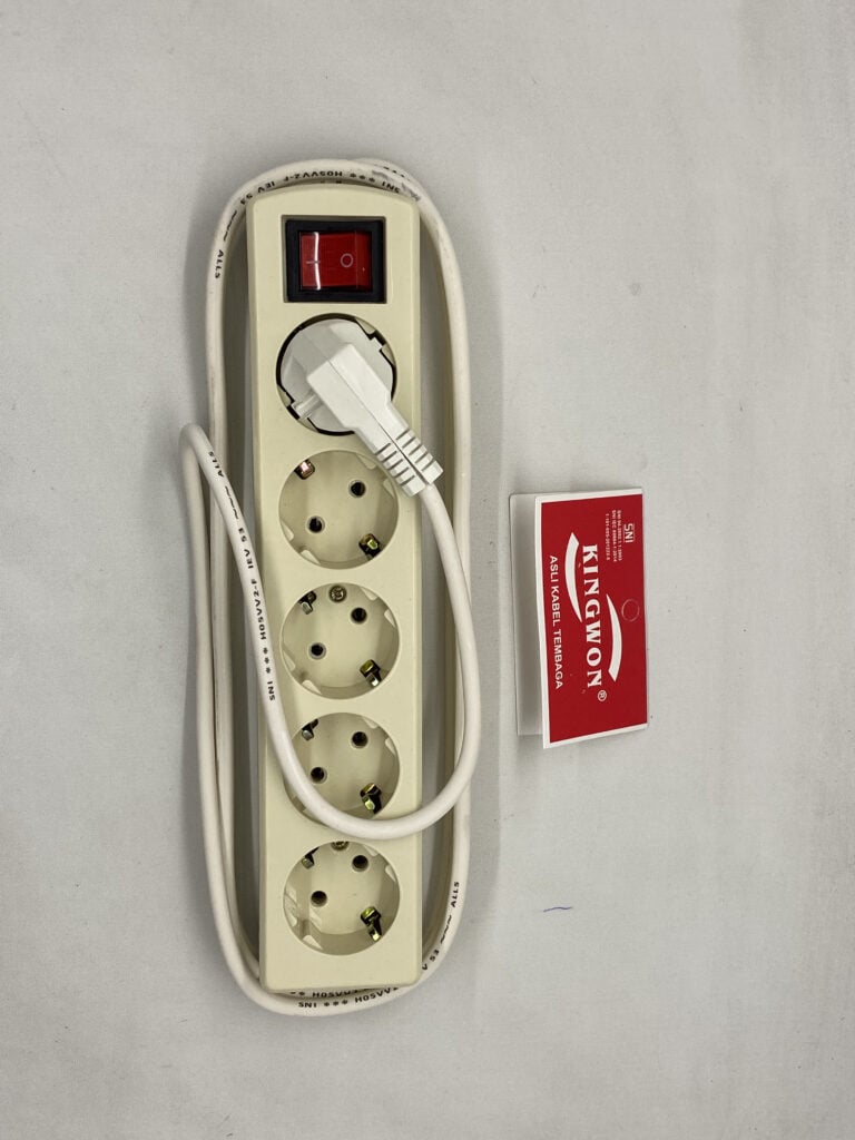 Power strip with multiple electrical outlets and a connected power cord.