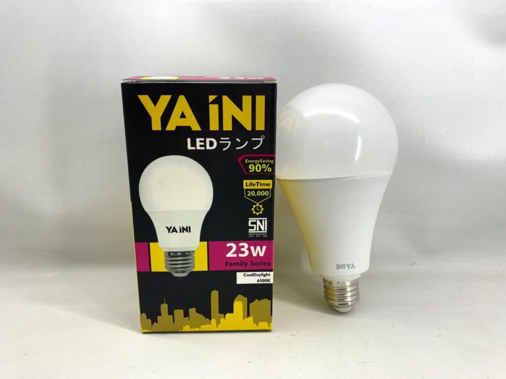 Energy-efficient Yaini LED bulb with 23W power, 1-year warranty, and long lifespan. Perfect for home.