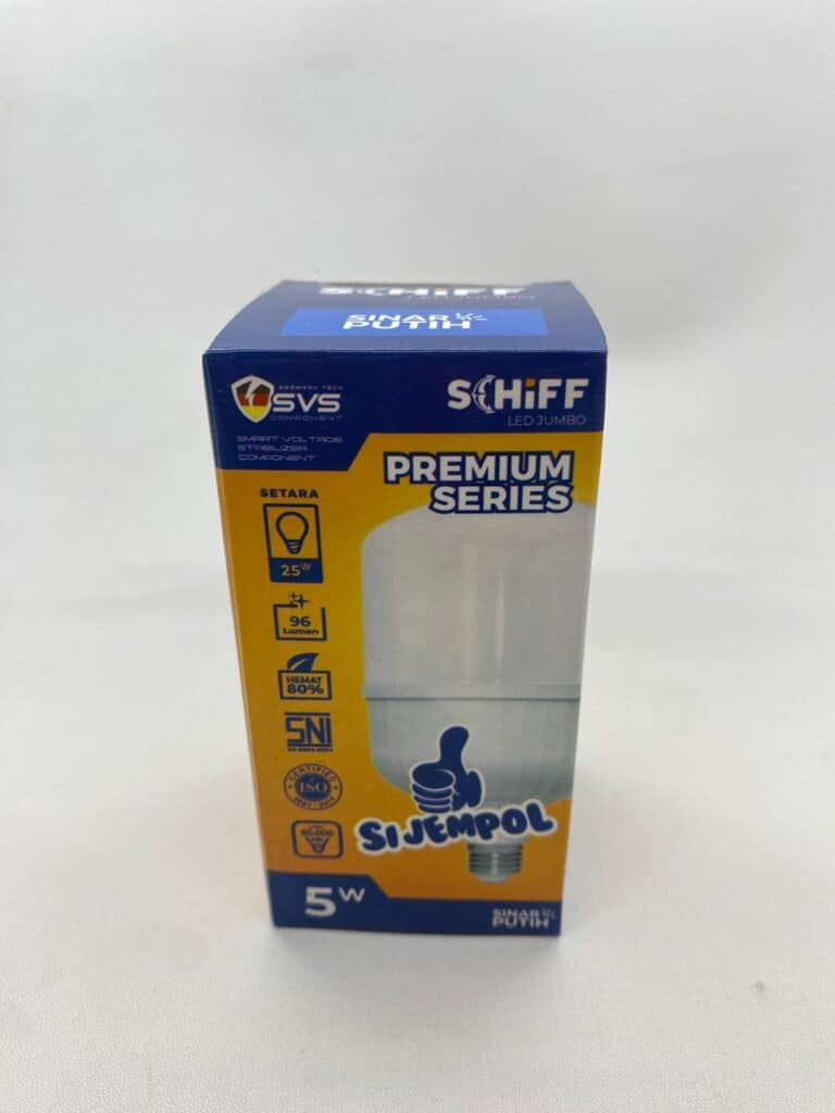 LED Bulb Schiff Jumbo 5W with 1-year guarantee, energy-efficient lighting for home and office.