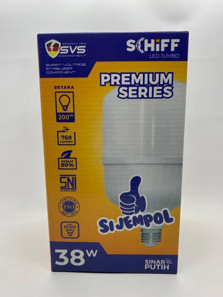 LED Jumbo Schiff 38W, lampu hemat energi dengan garansi 1 tahun. Cocok untuk penerangan efisien dan.