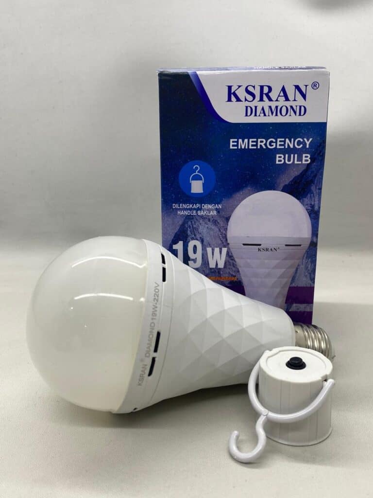 Emergency LED bulb with remote control and 19W power.