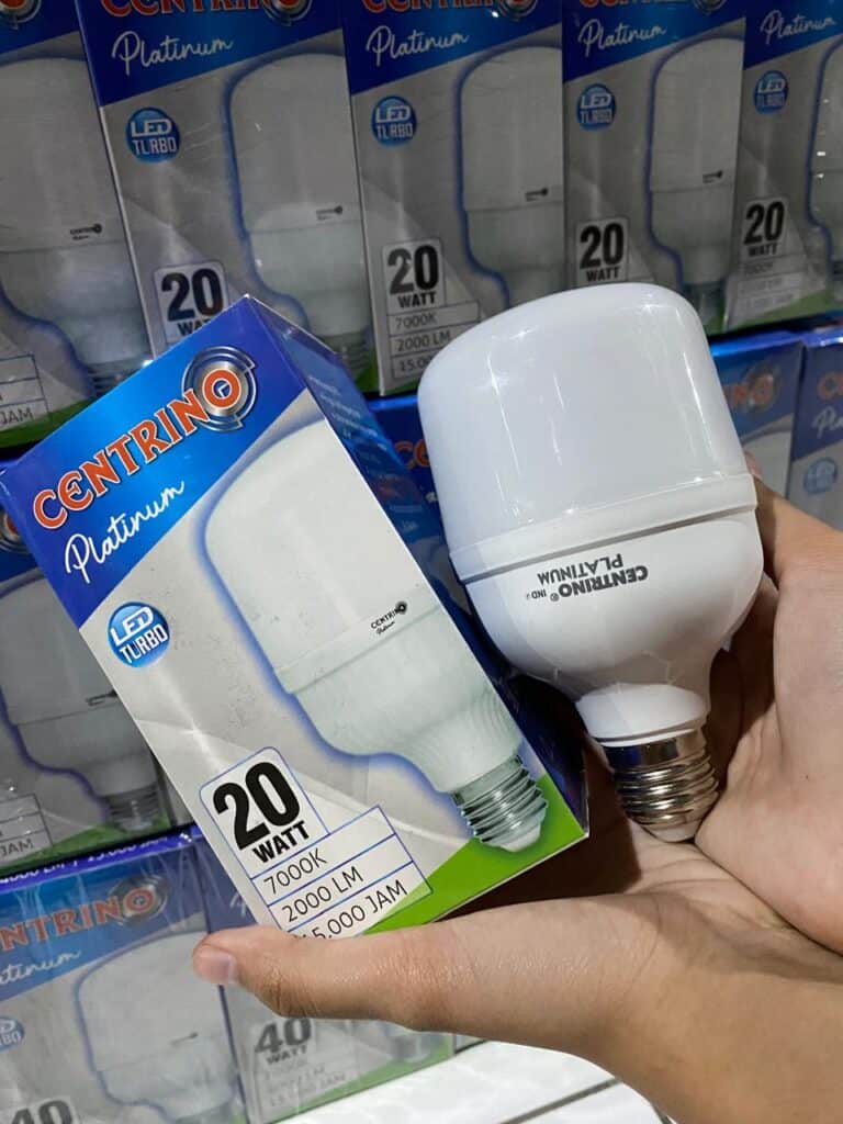LED bulb for ceiling lighting, 20W, 7000K, 22000 lumens, 1-year warranty.
