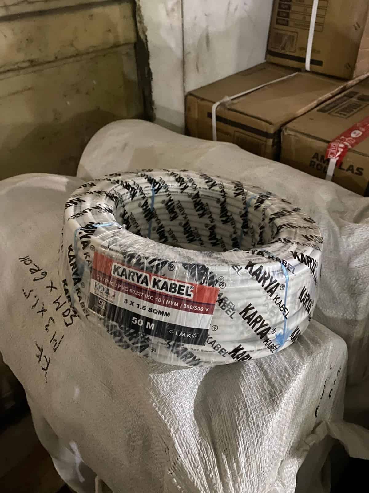 NYM cable coil for electrical wiring installation.