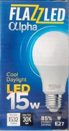 LED bulb for bright, energy-efficient lighting, 15W, with 1-year warranty, ideal for daytime use.