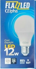 Energy-efficient LED bulb for bright daylight lighting, 12W, E27 base.