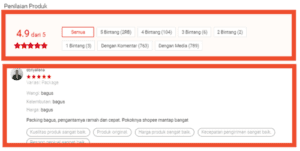 Reputasi & ulasan toko online