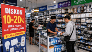 Ilustrasi sedang menjalankan strategi diskon di toko
