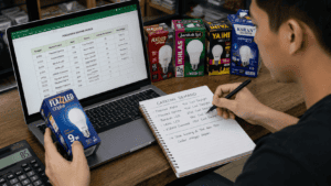 Pencatatan stok dan demand lampu LED